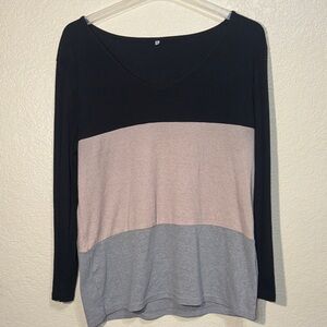 Women’s Colorblock V-Neck Long Sleeve Top Size XL